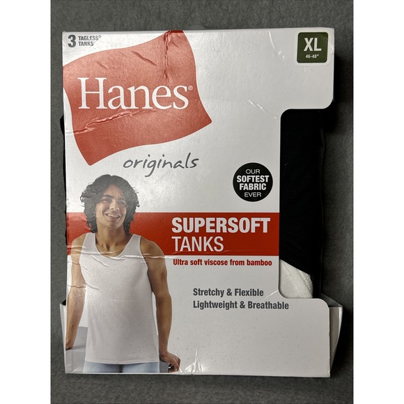 Hanes 3 Pack SUPERSOFT Tagless Tanks Size‎ XL  (46x48) *NEW - Picture 1 of 3